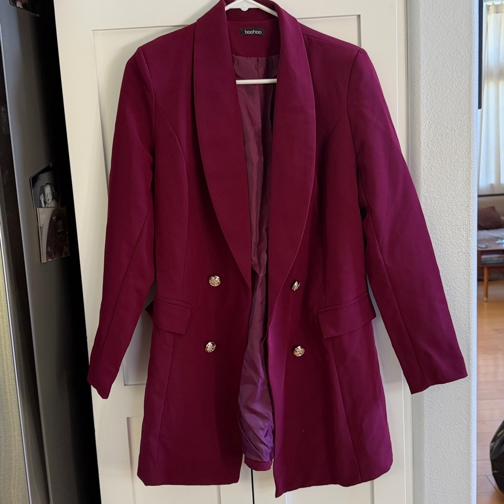 Burgundy Blazer with Gold Buttons